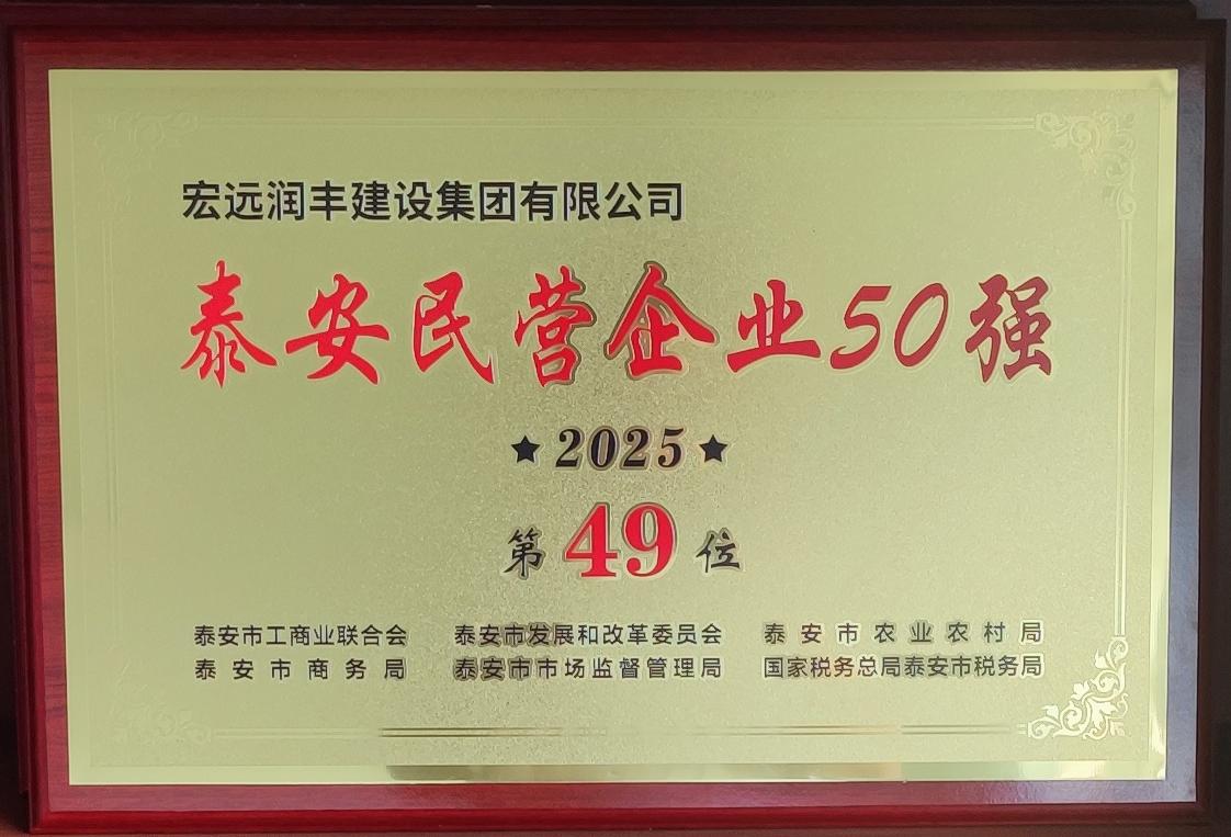 宏遠潤豐建設集團有限公司——榮獲泰安民營企業(yè)50強